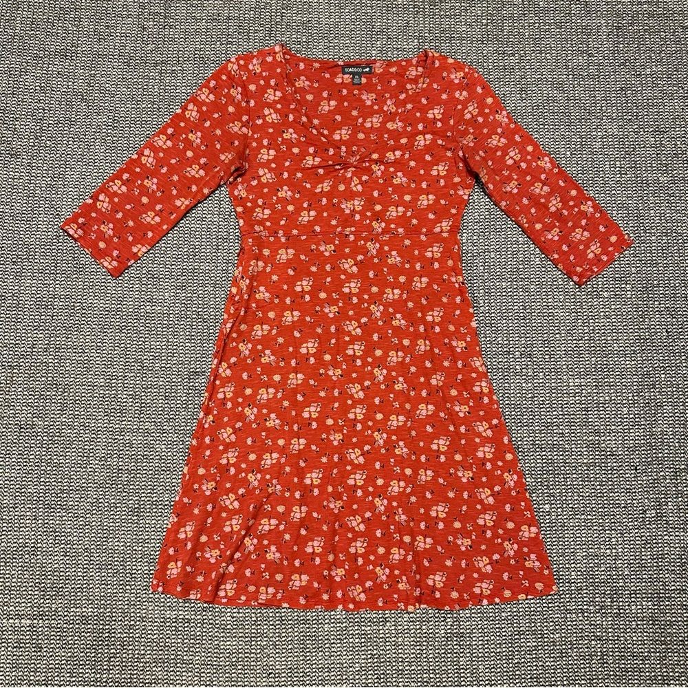Toad&Co Rosalinda Floral Print 3/4 Sleeve Knit Dress